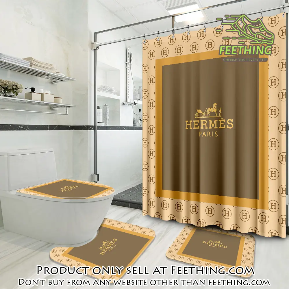 Hermes luxury brand preium bathroom set with shower curtain ft3257798